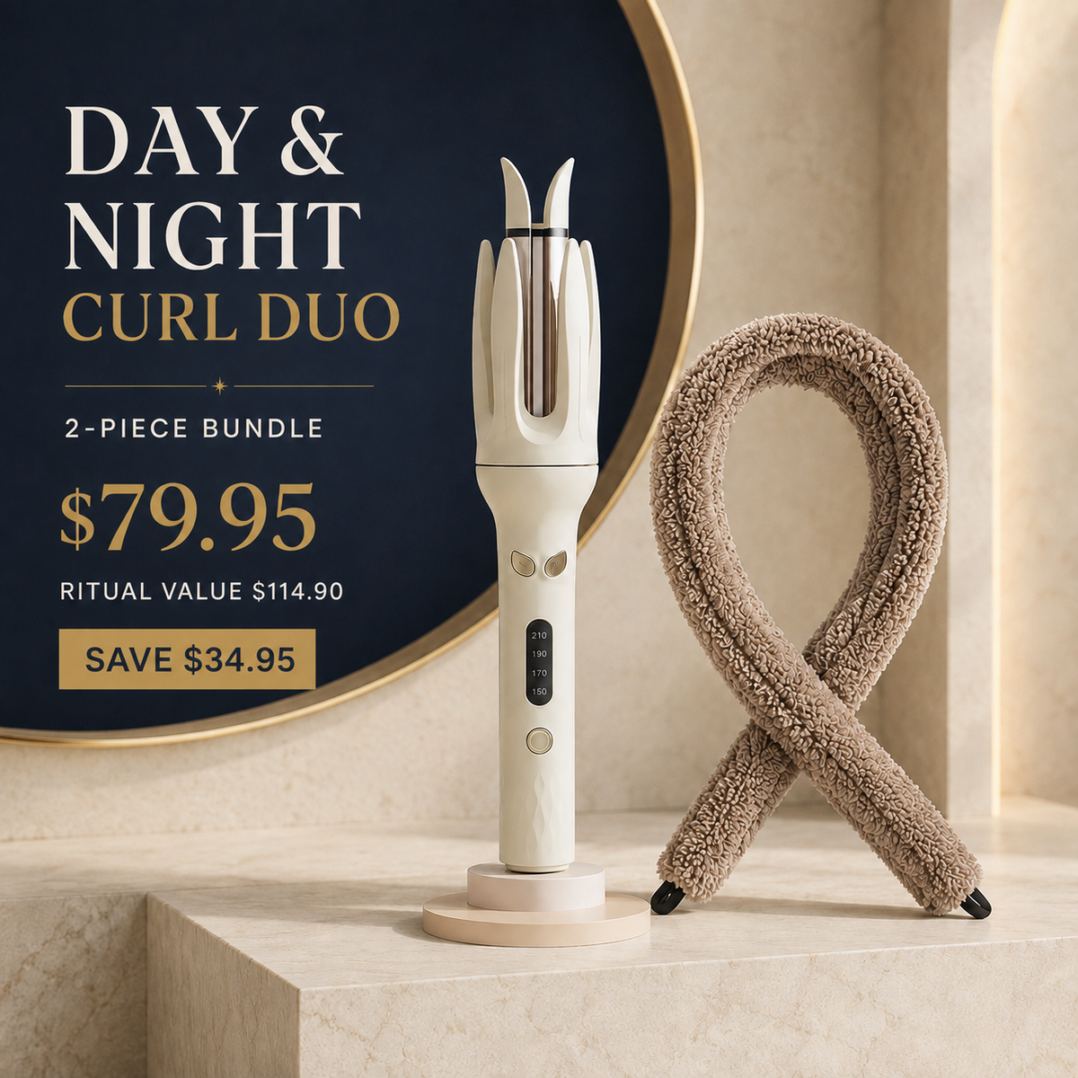 CALUNE MoonCurl Day and Night Curl Duo — $79.95, ritual value $114.90, save $34.95